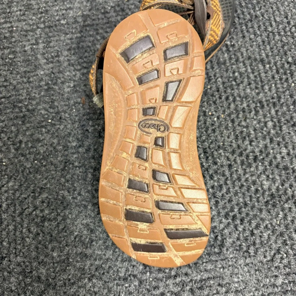 Chaco Kids Z1 EcoTread Sandals Brown Yellow Chevron Geometric Size 13
